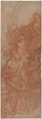 The Virgin Appearing to Saint Jerome (recto); Head of a Young Woman with Braided Hair, Flaminio Torre (Torri) (Italian, Bologna 1620–1661 Modena), Red chalk on brownish paper